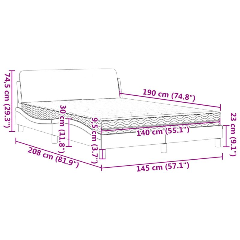Casa si Gradina - Mobilier - Paturi si accesorii - Paturi - Pat cu saltea, negru, 140x190 cm, piele ecologica - Infinity.ro