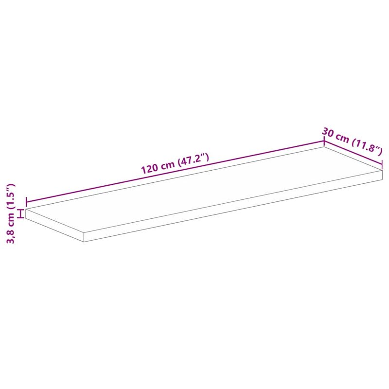 Casa si Gradina - Mobilier - Feronerie si accesorii mobila - Blat de masa, 120x30x3,8cm, dreptunghiular, lemn masiv reciclat - Infinity.ro