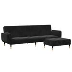 Casa si Gradina - Mobilier - Canapele si coltare - Canapele - Canapea extensibila cu taburet, 2 locuri, negru, catifea - Infinity.ro