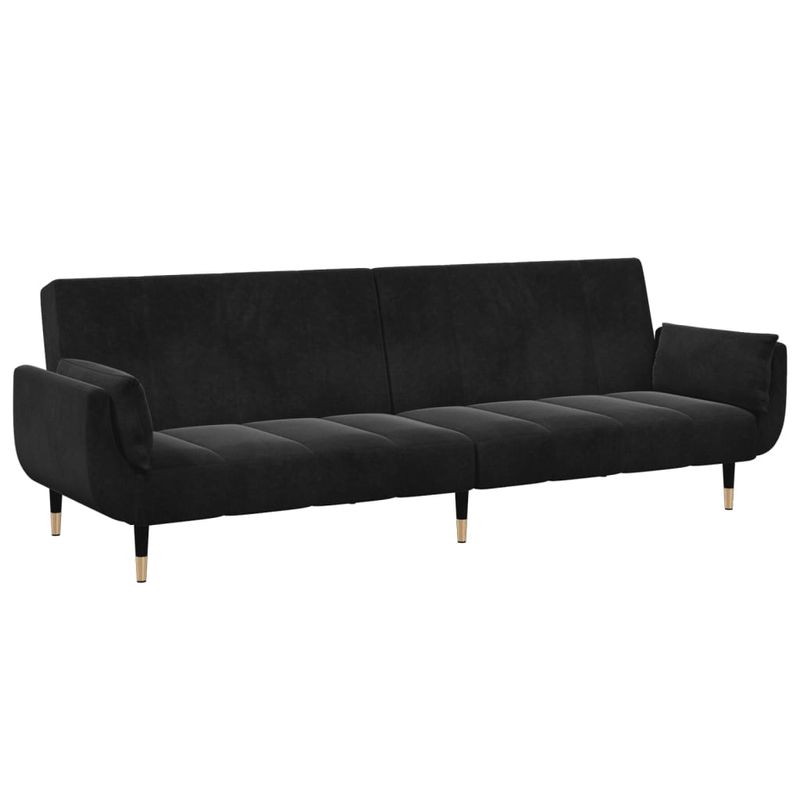 Casa si Gradina - Mobilier - Canapele si coltare - Canapele - Canapea extensibila cu taburet, 2 locuri, negru, catifea - Infinity.ro