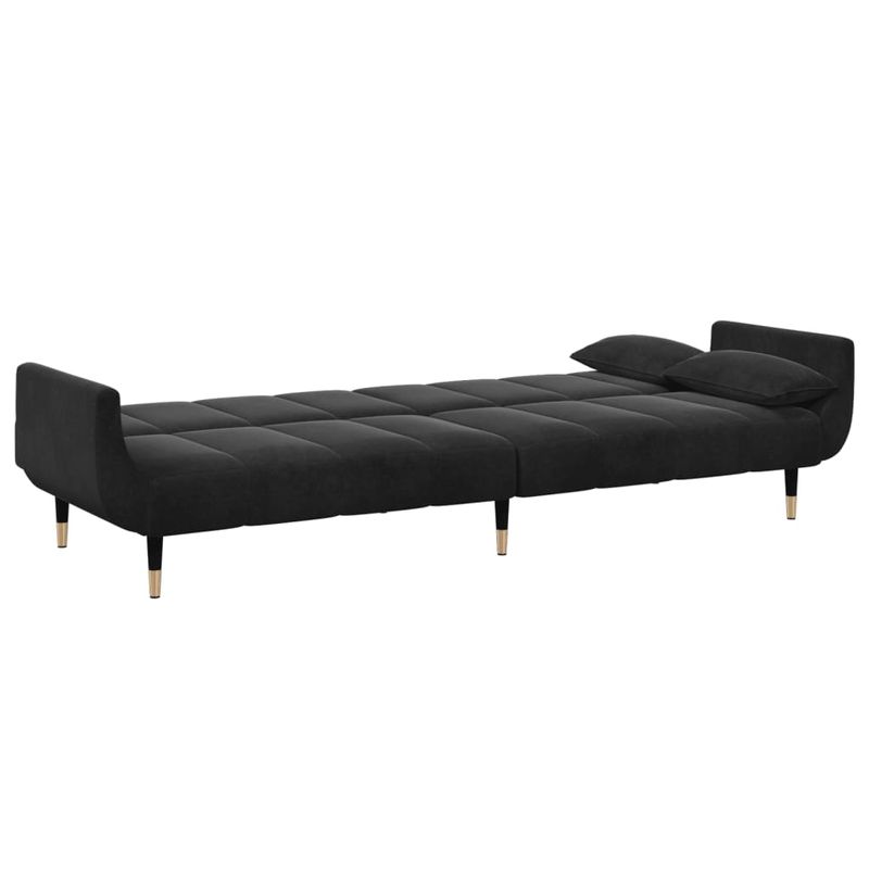 Casa si Gradina - Mobilier - Canapele si coltare - Canapele - Canapea extensibila cu taburet, 2 locuri, negru, catifea - Infinity.ro