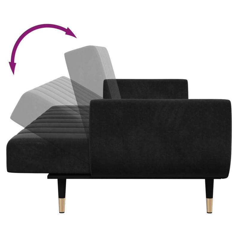 Casa si Gradina - Mobilier - Canapele si coltare - Canapele - Canapea extensibila cu taburet, 2 locuri, negru, catifea - Infinity.ro