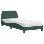Casa si Gradina - Mobilier - Paturi si accesorii - Paturi - Pat cu saltea, verde inchis, 90x200 cm, catifea - Infinity.ro