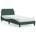 Casa si Gradina - Mobilier - Paturi si accesorii - Paturi - Pat cu saltea, verde inchis, 90x200 cm, catifea - Infinity.ro