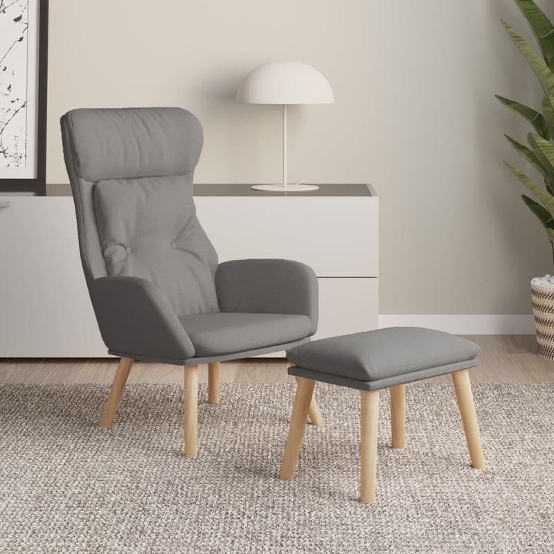 Casa si Gradina - Mobilier - Scaune si fotolii - Fotolii - Fotoliu de relaxare cu taburet, gri deschis, textil - Infinity.ro
