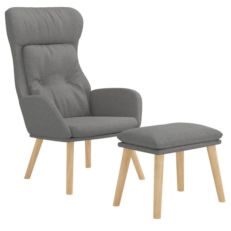 Casa si Gradina - Mobilier - Scaune si fotolii - Fotolii - Fotoliu de relaxare cu taburet, gri deschis, textil - Infinity.ro