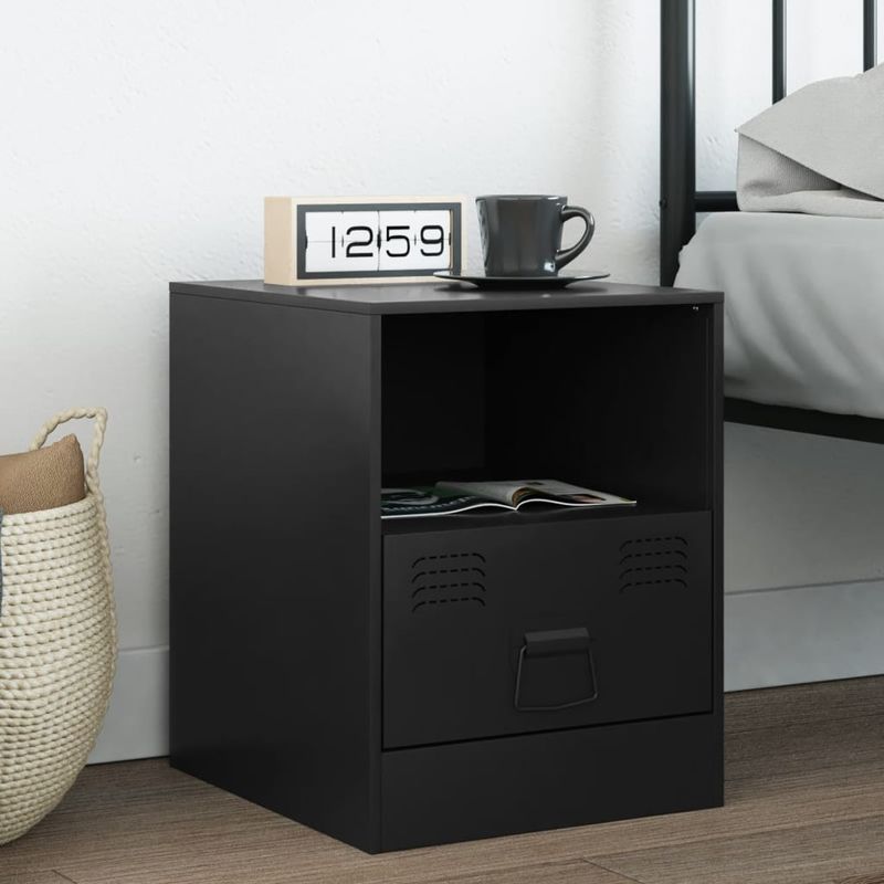 Casa si Gradina - Mobilier - Comode si corpuri - Noptiere - Noptiera, negru, 34,5x39x44 cm, otel - Infinity.ro