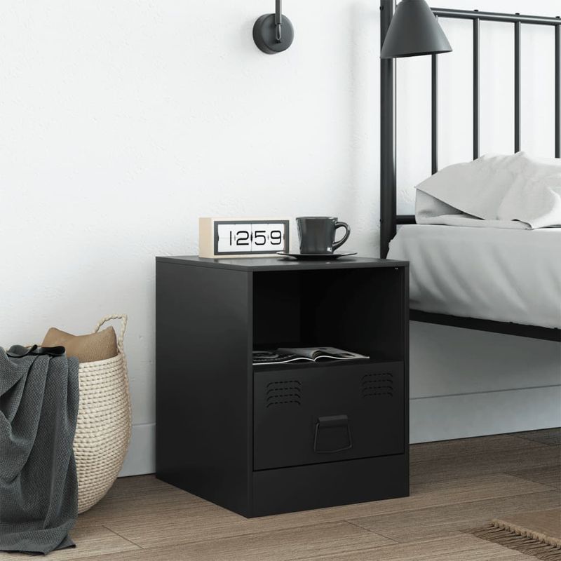 Casa si Gradina - Mobilier - Comode si corpuri - Noptiere - Noptiera, negru, 34,5x39x44 cm, otel - Infinity.ro