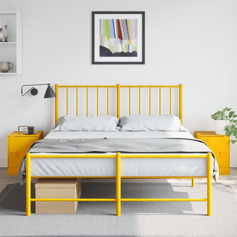 Casa si Gradina - Mobilier - Comode si corpuri - Noptiere - Noptiere, 2 buc., galben muștar mustar, 34,5x39x44 cm, otel - Infinity.ro