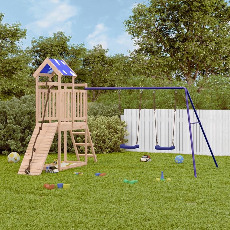 Jucarii, Copii si Bebe - Jucarii si jocuri - Jucarii de exterior - Spatii de joaca si accesorii - Set de joaca pentru exterior, lemn masiv de pin - Infinity.ro