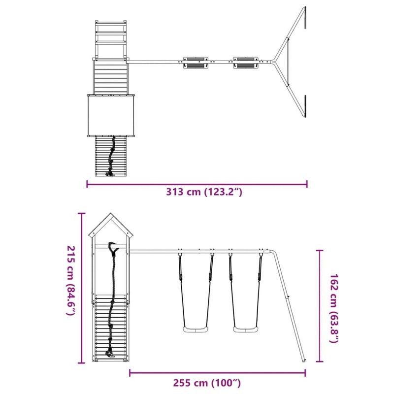 Jucarii, Copii si Bebe - Jucarii si jocuri - Jucarii de exterior - Spatii de joaca si accesorii - Set de joaca pentru exterior, lemn masiv de pin - Infinity.ro