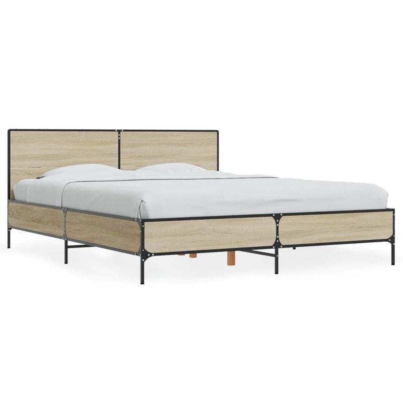 Casa si Gradina - Mobilier - Paturi si accesorii - Paturi - Cadru de pat, stejar sonoma, 150x200cm, lemn prelucrat si metal - Infinity.ro