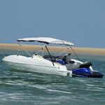 Auto si Moto - Ambarcatiuni - Accesorii ambarcatiuni - Parasolar Bimini 4 arcuri pereti din plasa 243x(185-198)x137 cm, alb - Infinity.ro