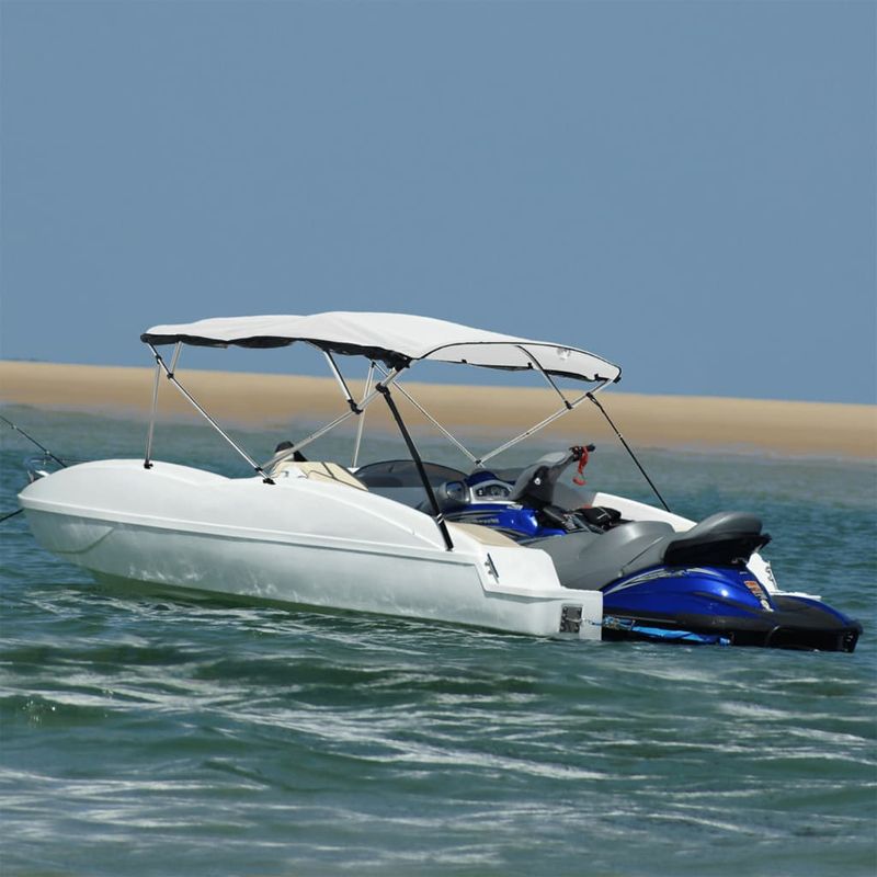 Auto si Moto - Ambarcatiuni - Accesorii ambarcatiuni - Parasolar Bimini 4 arcuri pereti din plasa 243x(185-198)x137 cm, alb - Infinity.ro
