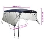 Auto si Moto - Ambarcatiuni - Accesorii ambarcatiuni - Parasolar Bimini 3 arcuri pereti din plasa 183x(185-198)x137 cm, albastru și negru - Infinity.ro