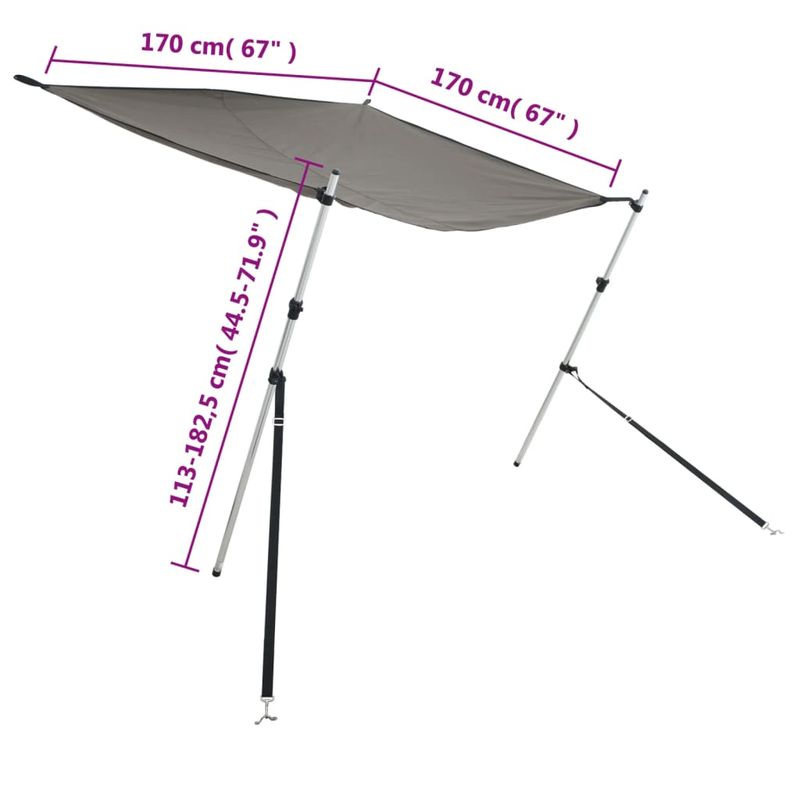 Auto si Moto - Ambarcatiuni - Accesorii ambarcatiuni - Extensie parasolar T-Top, gri antracit, 170x170x(113-182,5) cm - Infinity.ro