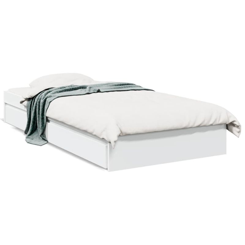 Casa si Gradina - Mobilier - Paturi si accesorii - Paturi - Cadru de pat cu sertare, alb, 75x190 cm, lemn prelucrat - Infinity.ro