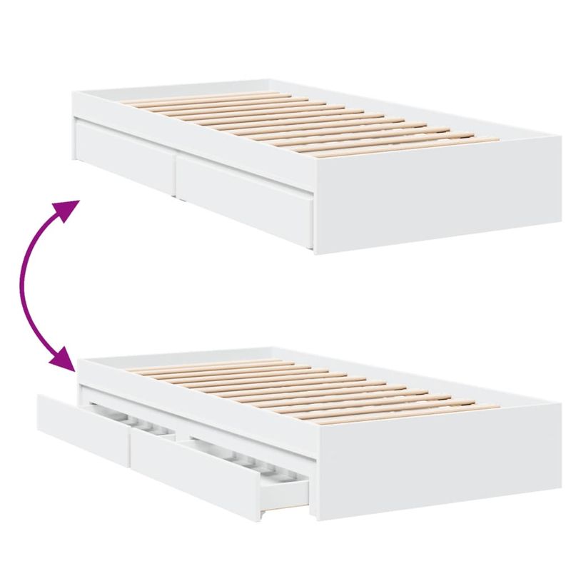 Casa si Gradina - Mobilier - Paturi si accesorii - Paturi - Cadru de pat cu sertare, alb, 75x190 cm, lemn prelucrat - Infinity.ro