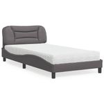 Casa si Gradina - Mobilier - Paturi si accesorii - Paturi - Pat cu saltea, gri, 100x200 cm, piele ecologica - Infinity.ro