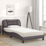 Casa si Gradina - Mobilier - Paturi si accesorii - Paturi - Pat cu saltea, gri, 100x200 cm, piele ecologica - Infinity.ro
