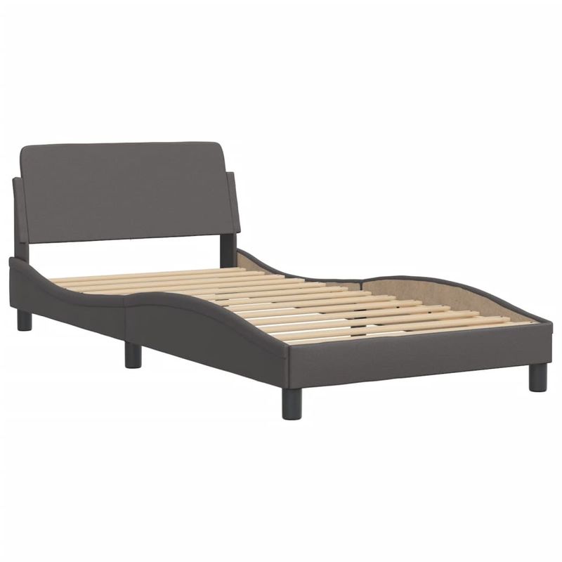 Casa si Gradina - Mobilier - Paturi si accesorii - Paturi - Pat cu saltea, gri, 100x200 cm, piele ecologica - Infinity.ro