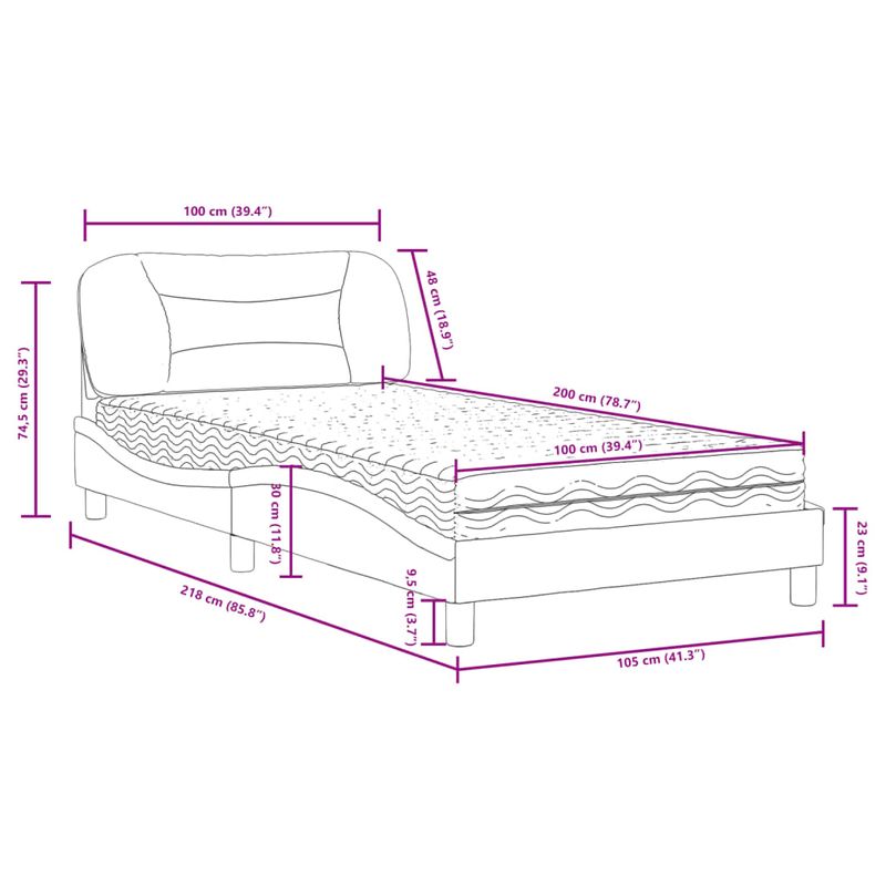 Casa si Gradina - Mobilier - Paturi si accesorii - Paturi - Pat cu saltea, gri, 100x200 cm, piele ecologica - Infinity.ro