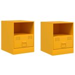 Casa si Gradina - Mobilier - Comode si corpuri - Noptiere - Noptiere, 2 buc., galben mustar, 34,5x39x44 cm, otel - Infinity.ro