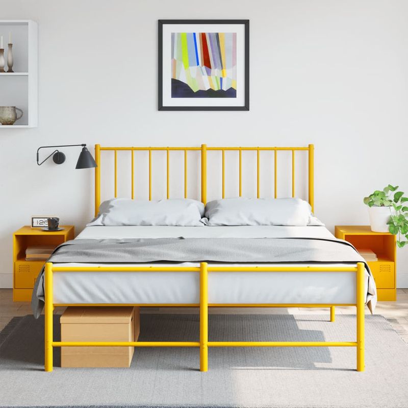 Casa si Gradina - Mobilier - Comode si corpuri - Noptiere - Noptiere, 2 buc., galben mustar, 34,5x39x44 cm, otel - Infinity.ro