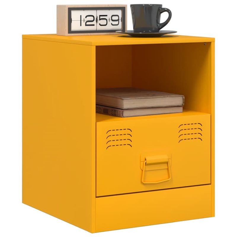 Casa si Gradina - Mobilier - Comode si corpuri - Noptiere - Noptiere, 2 buc., galben mustar, 34,5x39x44 cm, otel - Infinity.ro