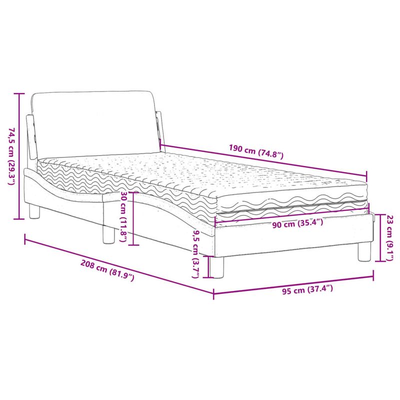 Casa si Gradina - Mobilier - Paturi si accesorii - Paturi - Pat cu saltea, negru, 90x190 cm, textil - Infinity.ro
