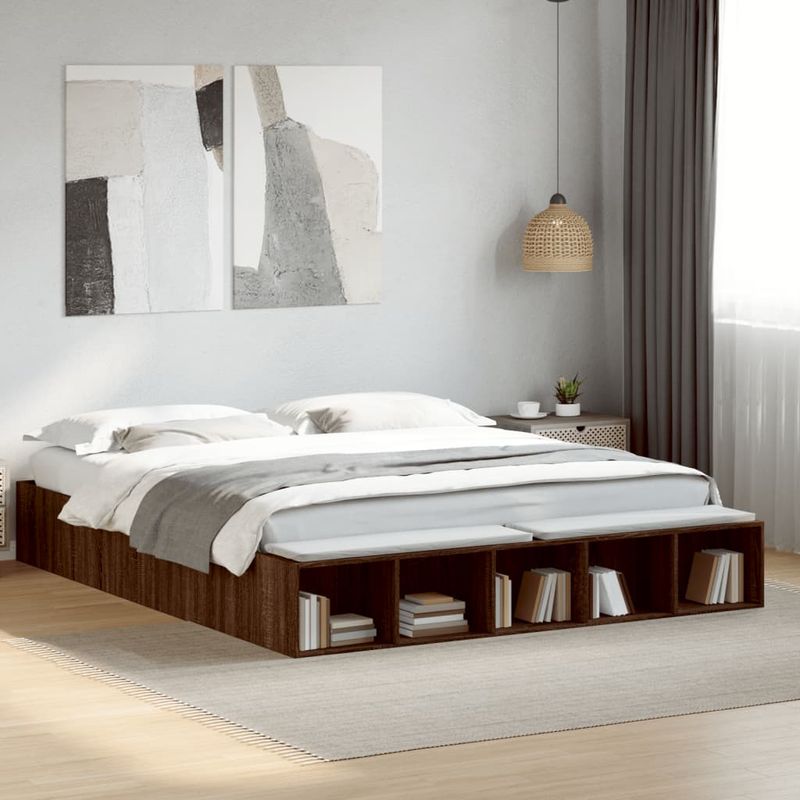Casa si Gradina - Mobilier - Paturi si accesorii - Paturi - Cadru de pat, stejar maro, 200x200 cm, lemn prelucrat - Infinity.ro