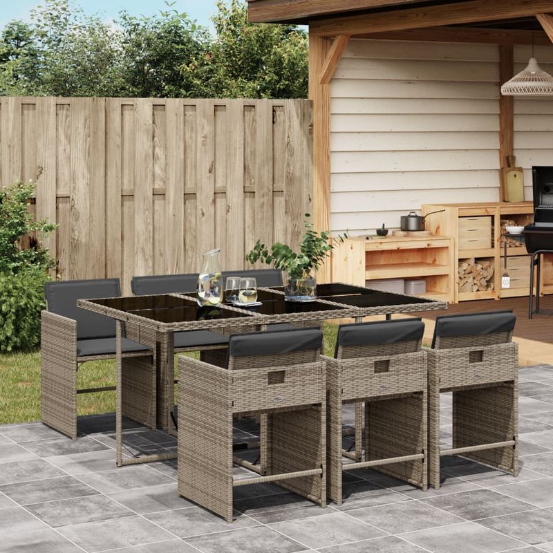 Casa si Gradina - Gradina si terasa - Mobilier exterior - Seturi mobila gradina - Set mobilier de gradina cu perne, 7 piese, gri, poliratan - Infinity.ro