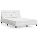 Casa si Gradina - Mobilier - Paturi si accesorii - Paturi - Pat cu saltea, alb, 140x200 cm, piele ecologica - Infinity.ro