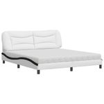 Casa si Gradina - Mobilier - Paturi si accesorii - Paturi - Pat cu saltea, alb si negru, 180x200 cm, piele ecologica - Infinity.ro