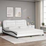 Casa si Gradina - Mobilier - Paturi si accesorii - Paturi - Pat cu saltea, alb si negru, 180x200 cm, piele ecologica - Infinity.ro