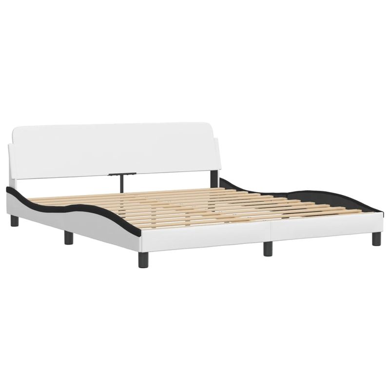Casa si Gradina - Mobilier - Paturi si accesorii - Paturi - Pat cu saltea, alb si negru, 180x200 cm, piele ecologica - Infinity.ro