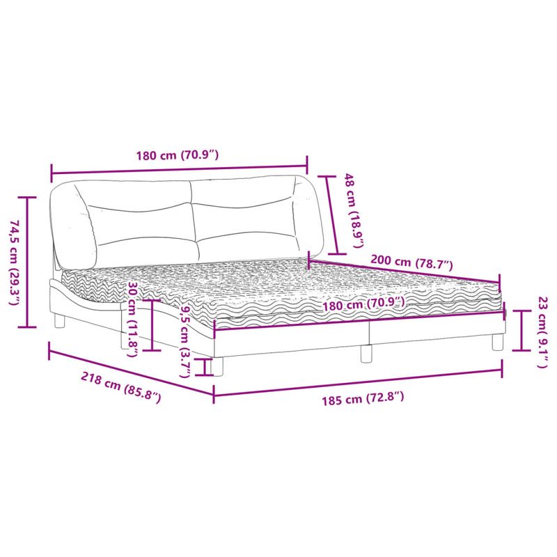 Casa si Gradina - Mobilier - Paturi si accesorii - Paturi - Pat cu saltea, alb si negru, 180x200 cm, piele ecologica - Infinity.ro