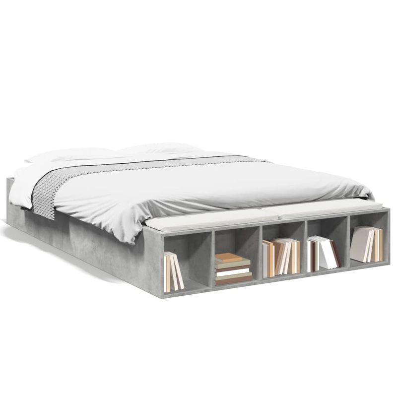 Casa si Gradina - Mobilier - Paturi si accesorii - Paturi - Cadru de pat, gri beton, 135x190 cm, lemn prelucrat - Infinity.ro