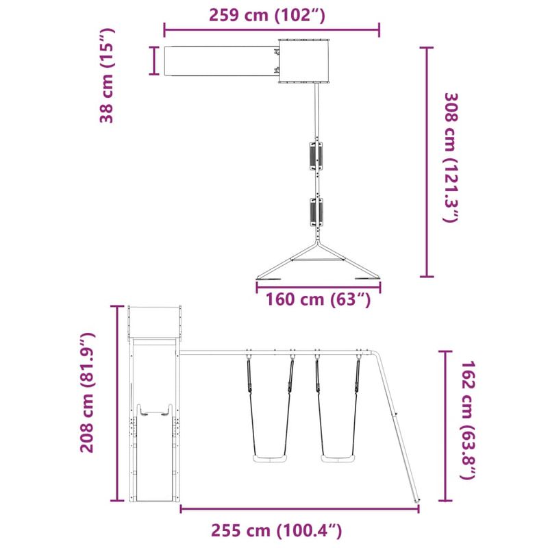 Jucarii, Copii si Bebe - Jucarii si jocuri - Jucarii de exterior - Spatii de joaca si accesorii - Set de joaca pentru exterior, lemn de pin impregnat - Infinity.ro