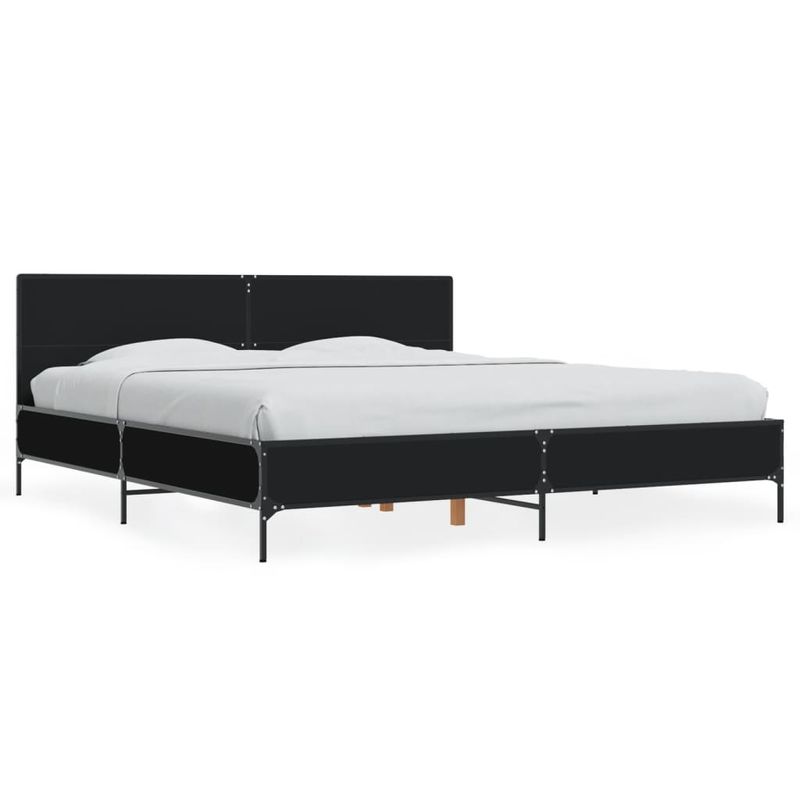 Casa si Gradina - Mobilier - Paturi si accesorii - Paturi - Cadru de pat, negru, 200x200 cm, lemn prelucrat si metal - Infinity.ro