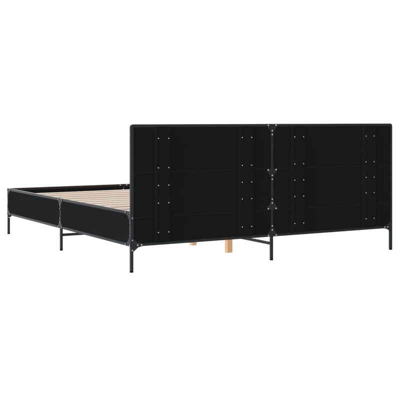 Casa si Gradina - Mobilier - Paturi si accesorii - Paturi - Cadru de pat, negru, 200x200 cm, lemn prelucrat si metal - Infinity.ro