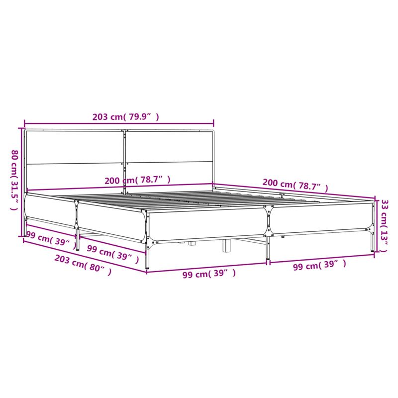 Casa si Gradina - Mobilier - Paturi si accesorii - Paturi - Cadru de pat, negru, 200x200 cm, lemn prelucrat si metal - Infinity.ro