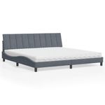 Casa si Gradina - Mobilier - Paturi si accesorii - Paturi - Pat cu saltea, gri inchis, 200x200 cm, catifea - Infinity.ro