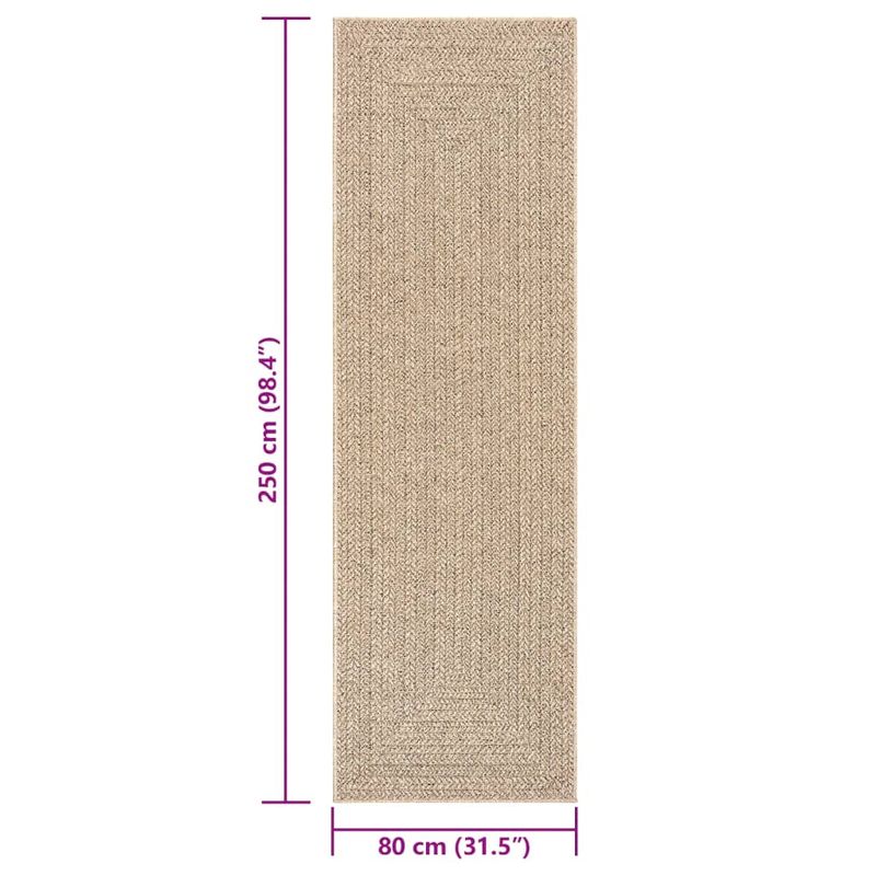 Casa si Gradina - Textile si covoare - Covoare - Covoare casa - Covor ZIZUR aspect iută, 80x250 cm, pentru interior și exterior, maro, model dreptunghiular - Infinity.ro