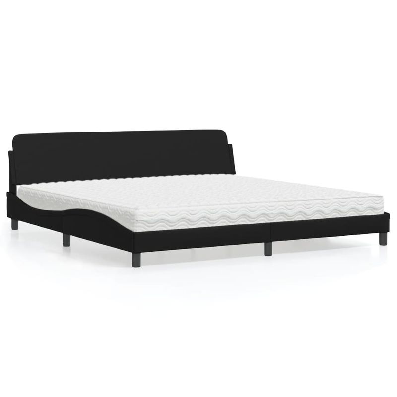 Casa si Gradina - Mobilier - Paturi si accesorii - Paturi - Pat cu saltea, negru, 200x200 cm, piele ecologica - Infinity.ro