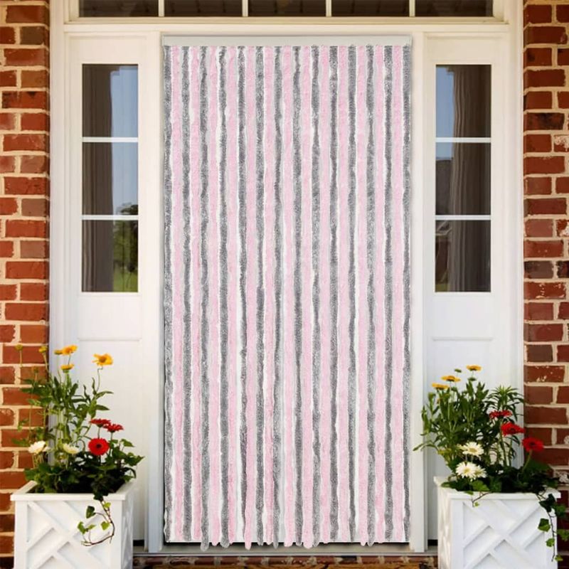 Casa si Gradina - Textile si covoare - Perdele si draperii - Perdele - Perdea pentru insecte gri argintiu si roz, 118x220 cm, chenille - Infinity.ro