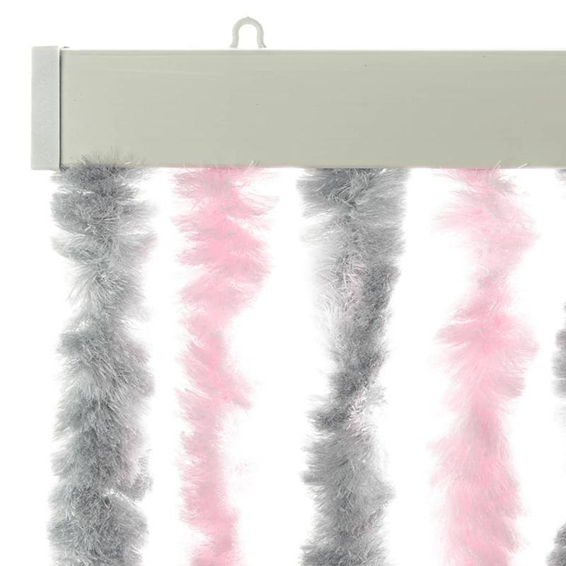 Casa si Gradina - Textile si covoare - Perdele si draperii - Perdele - Perdea pentru insecte gri argintiu si roz, 118x220 cm, chenille - Infinity.ro