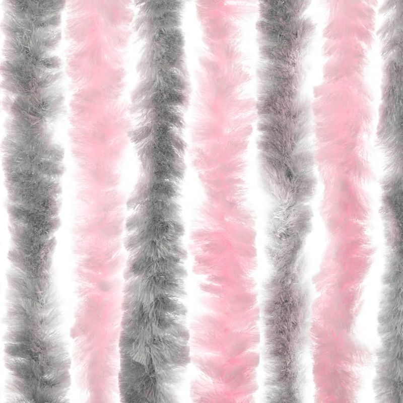 Casa si Gradina - Textile si covoare - Perdele si draperii - Perdele - Perdea pentru insecte gri argintiu si roz, 118x220 cm, chenille - Infinity.ro