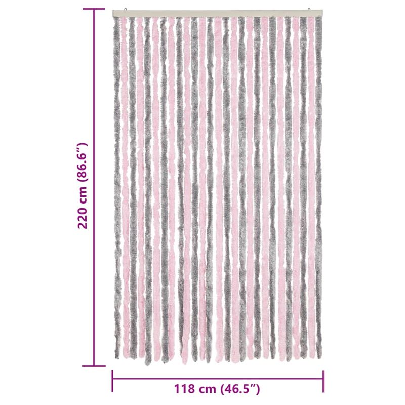 Casa si Gradina - Textile si covoare - Perdele si draperii - Perdele - Perdea pentru insecte gri argintiu si roz, 118x220 cm, chenille - Infinity.ro