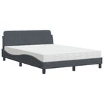 Casa si Gradina - Mobilier - Paturi si accesorii - Paturi - Pat cu saltea, gri inchis, 140x190 cm, catifea - Infinity.ro